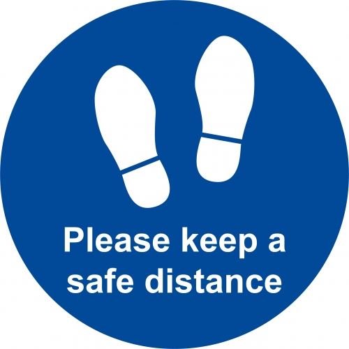 Floor Sign - Foot Print Please Keep A Safe Distance